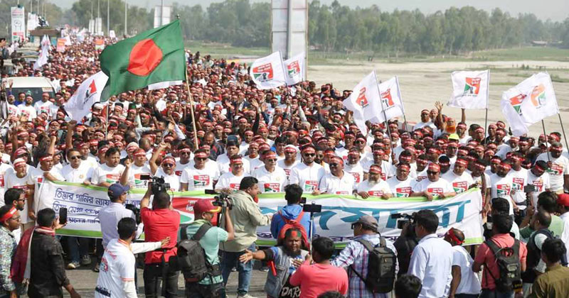 ‘জাগো বাহে, তিস্তা বাঁচাই’ পদযাত্রায় জনস্রোত